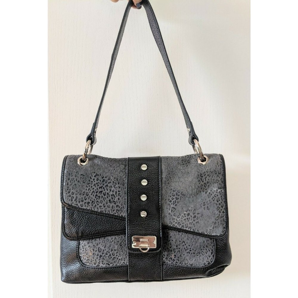 Bodhi Leather Animal Print Black Gray Purse Bag